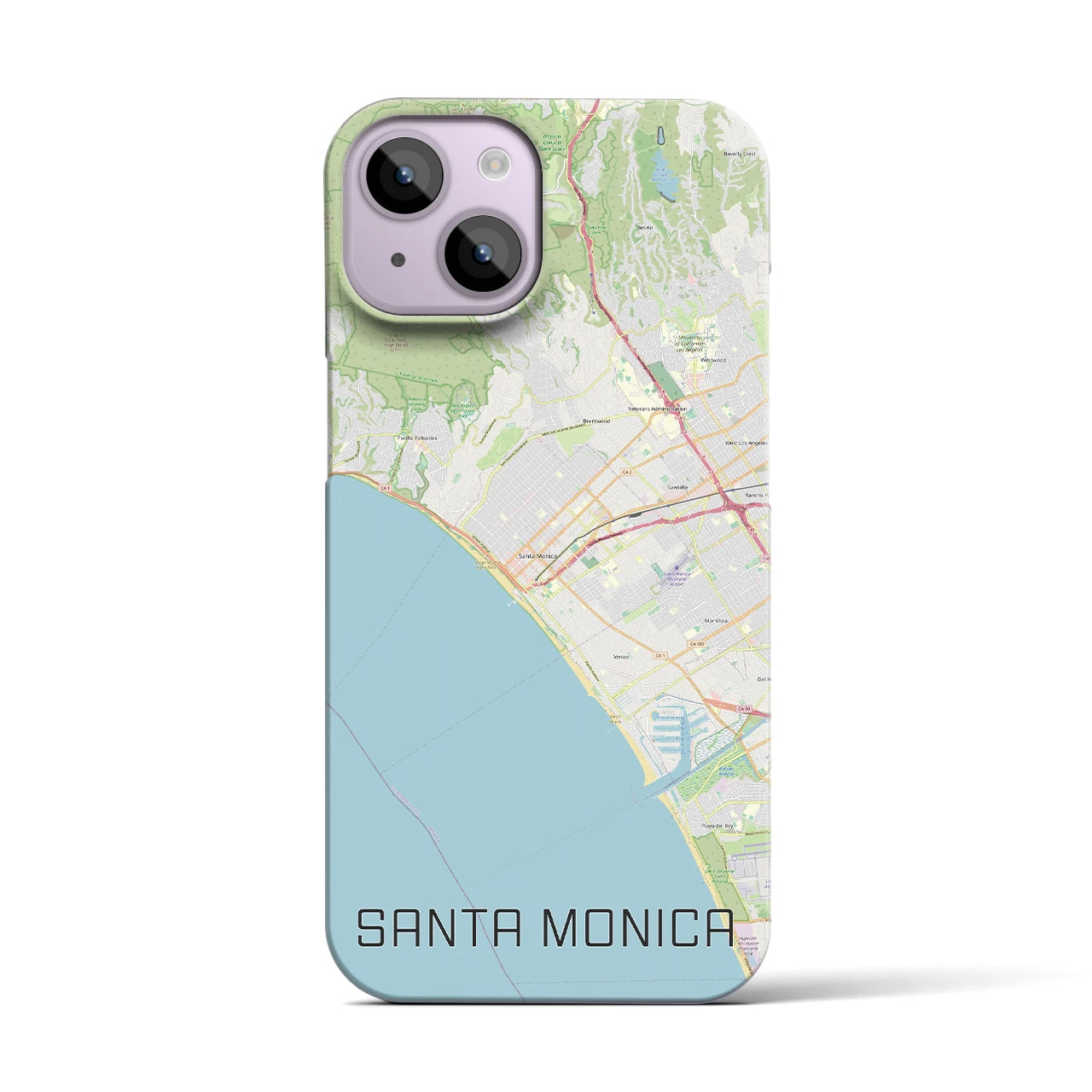【サンタモニカ】地図柄iPhoneケース（バックカバータイプ・ナチュラル）iPhone 14 用