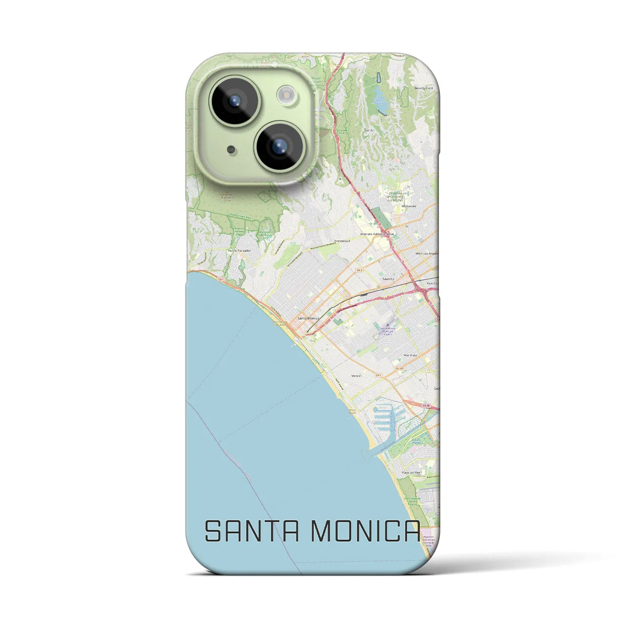 【サンタモニカ】地図柄iPhoneケース（バックカバータイプ・ナチュラル）iPhone 15 用