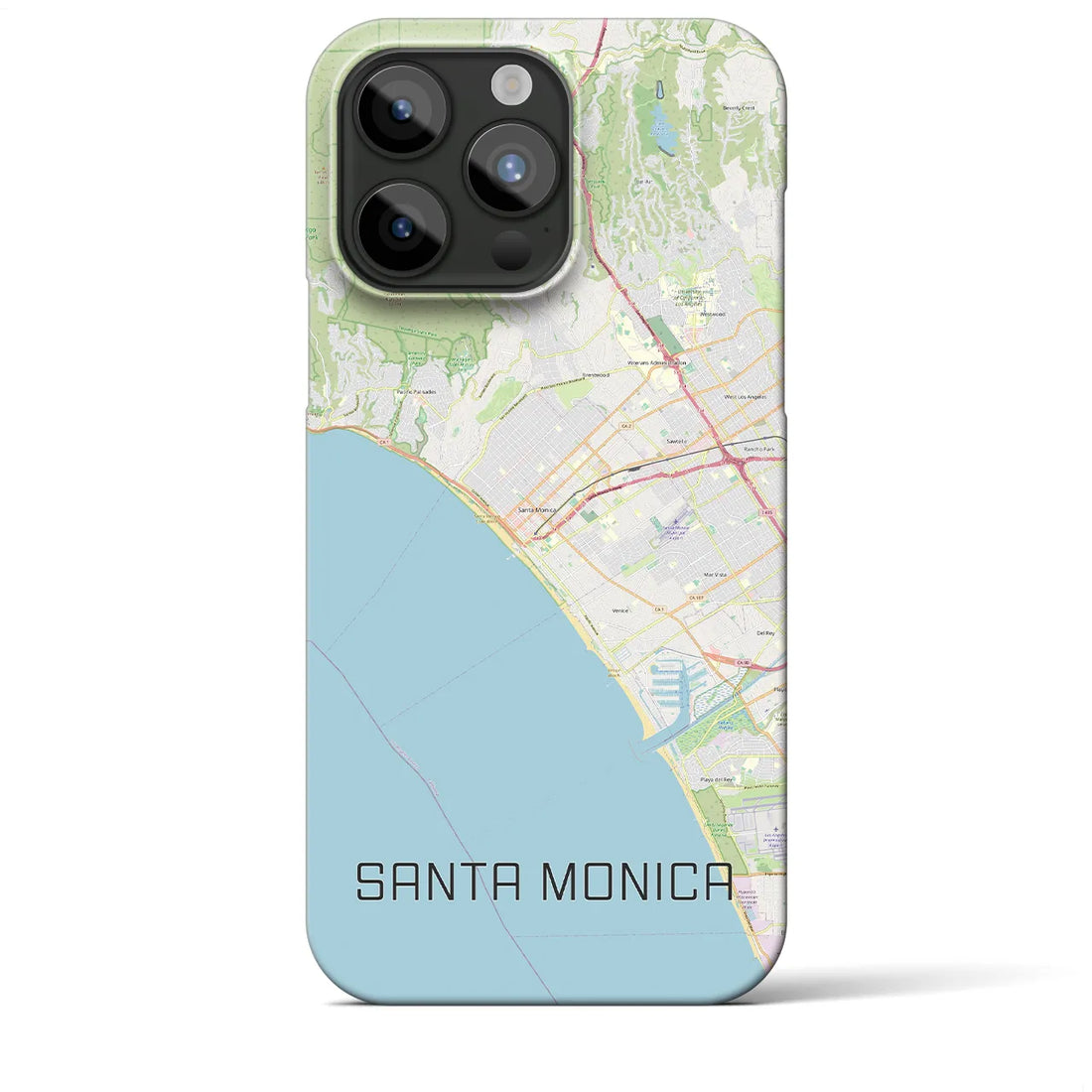 【サンタモニカ】地図柄iPhoneケース（バックカバータイプ・ナチュラル）iPhone 15 Pro Max 用