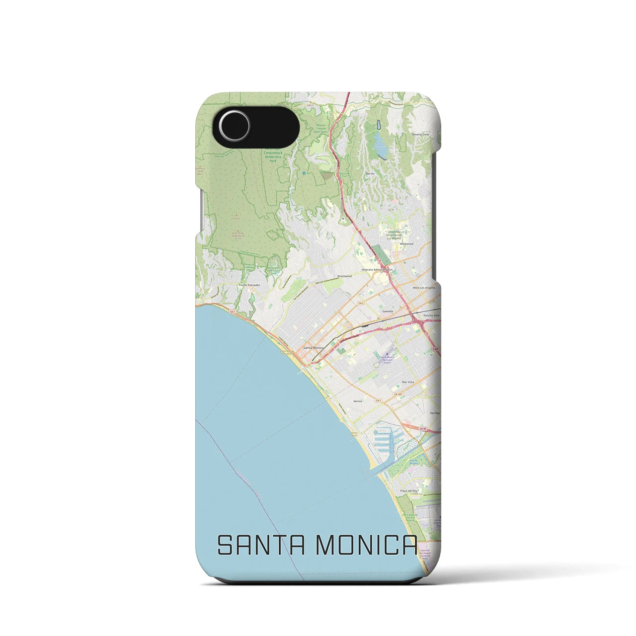【サンタモニカ】地図柄iPhoneケース（バックカバータイプ・ナチュラル）iPhone SE（第3 / 第2世代） / 8 / 7 / 6s / 6 用