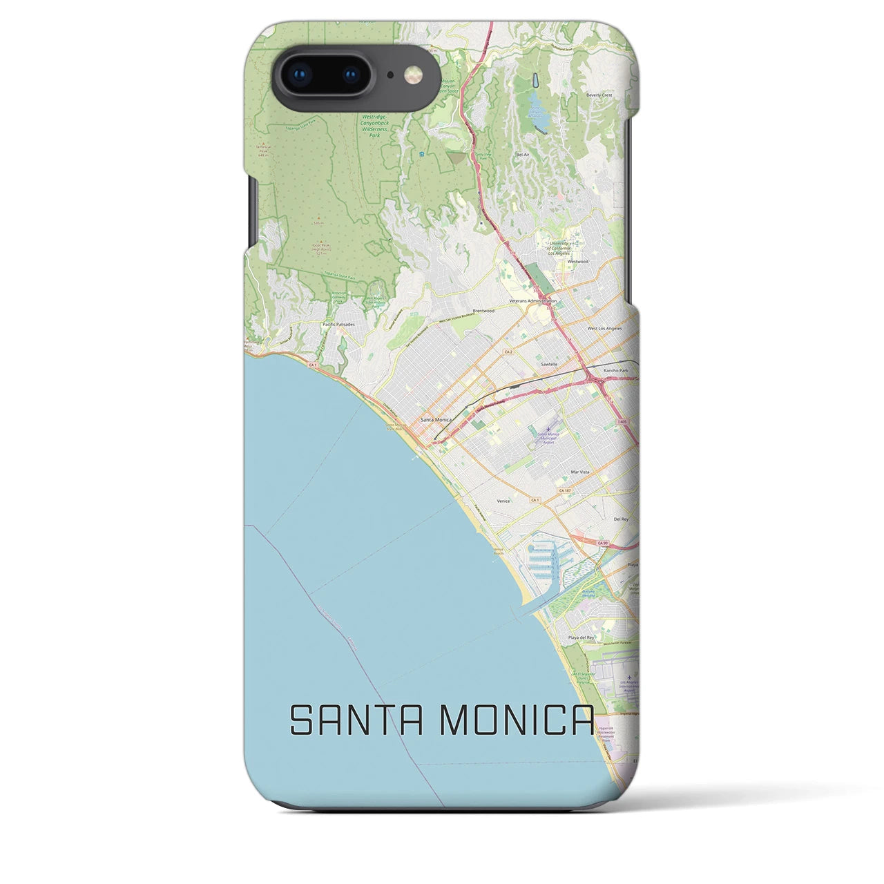 【サンタモニカ】地図柄iPhoneケース（バックカバータイプ・ナチュラル）iPhone 8Plus /7Plus / 6sPlus / 6Plus 用