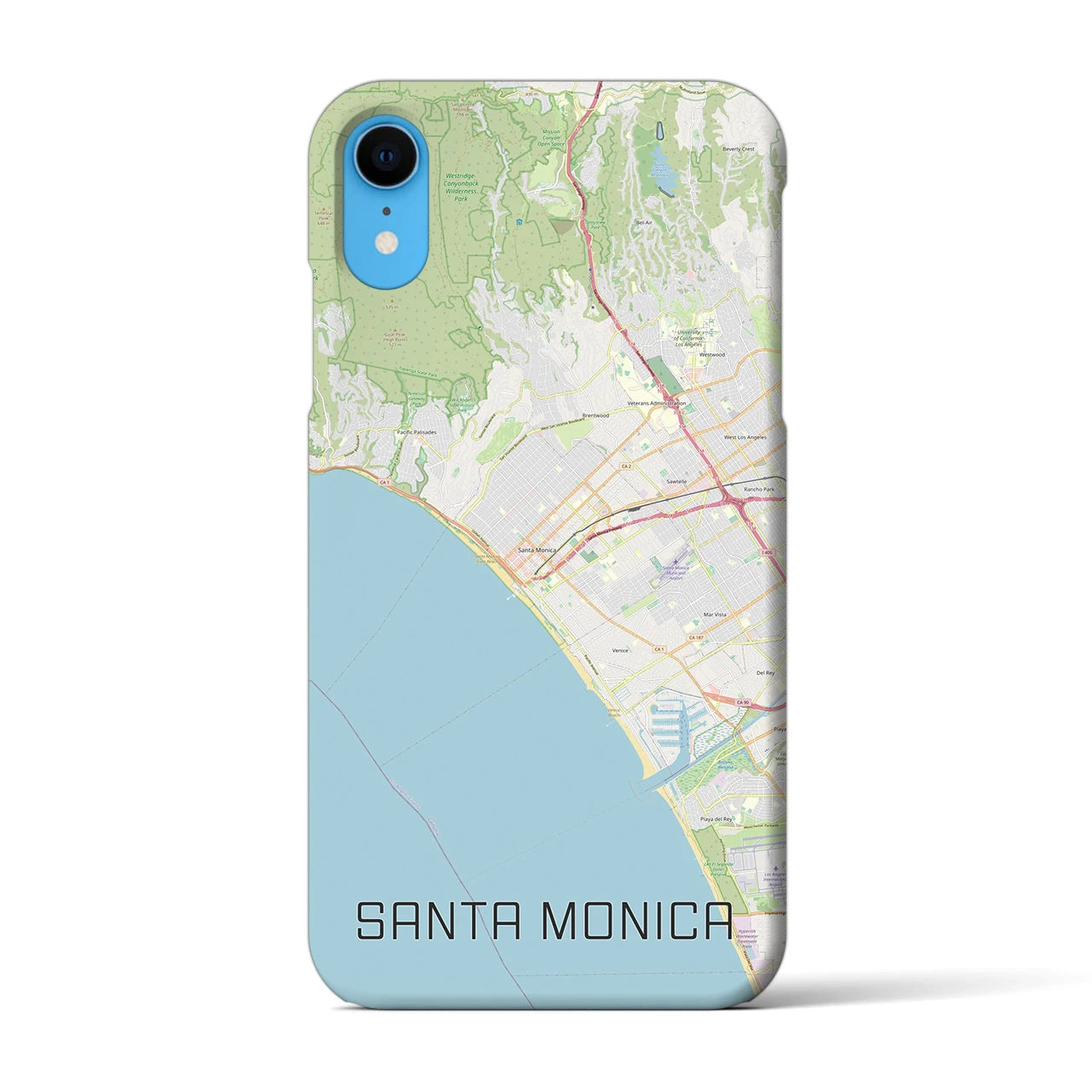 【サンタモニカ】地図柄iPhoneケース（バックカバータイプ・ナチュラル）iPhone XR 用