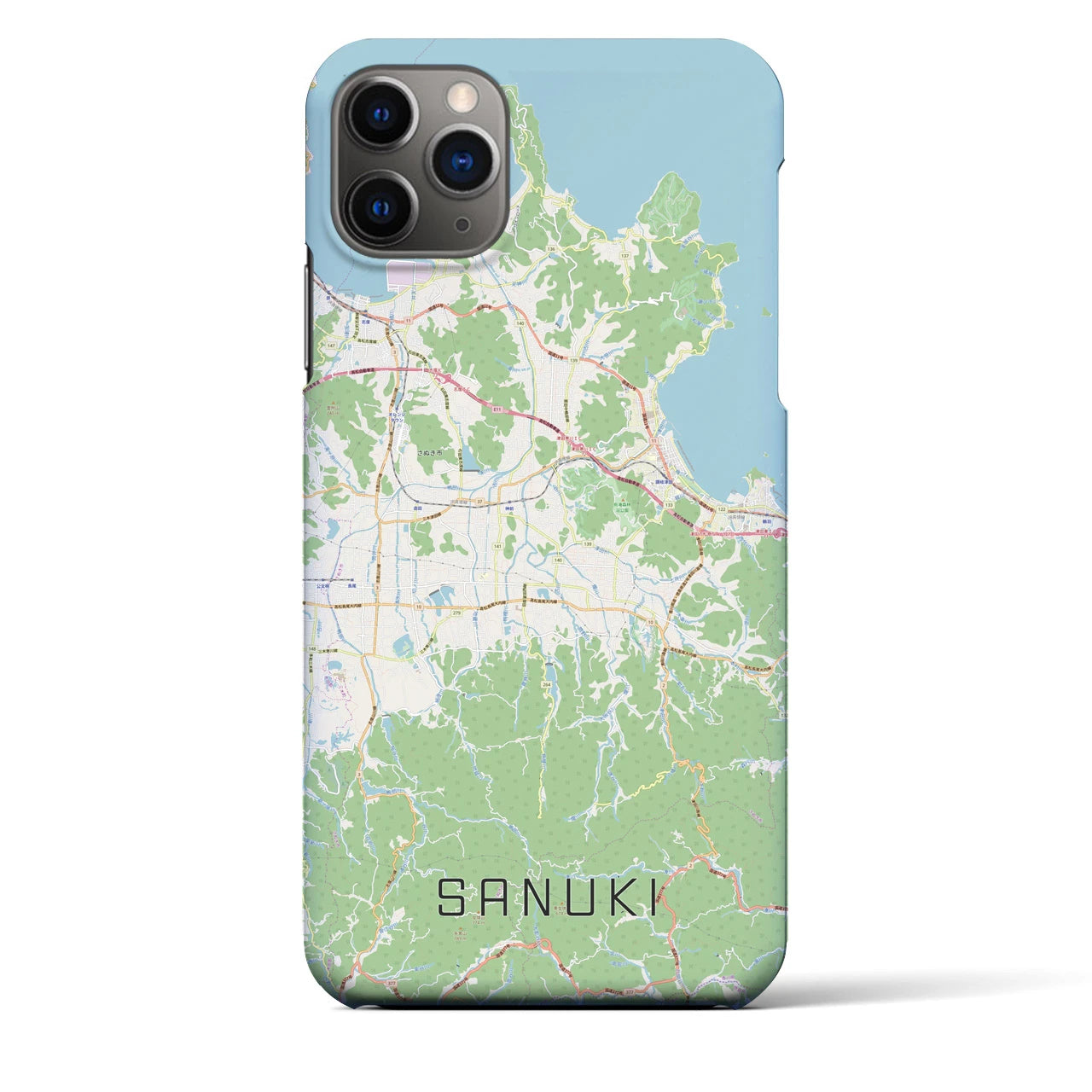 【さぬき】地図柄iPhoneケース（バックカバータイプ・ナチュラル）iPhone 11 Pro Max 用