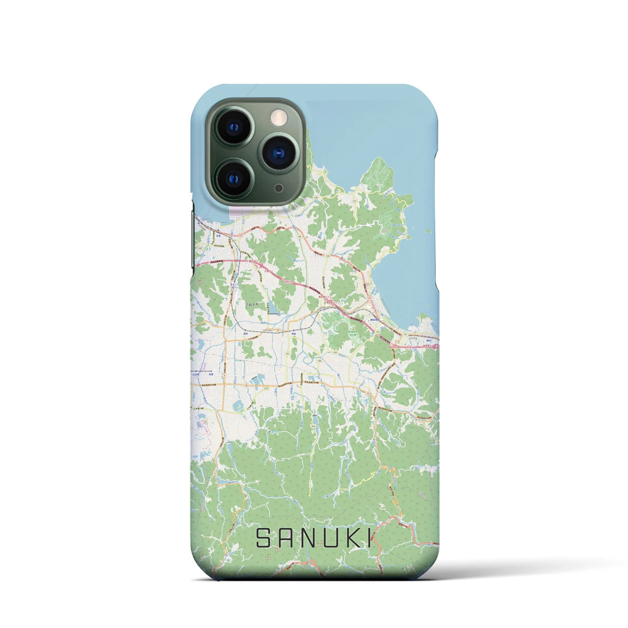 【さぬき】地図柄iPhoneケース（バックカバータイプ・ナチュラル）iPhone 11 Pro 用