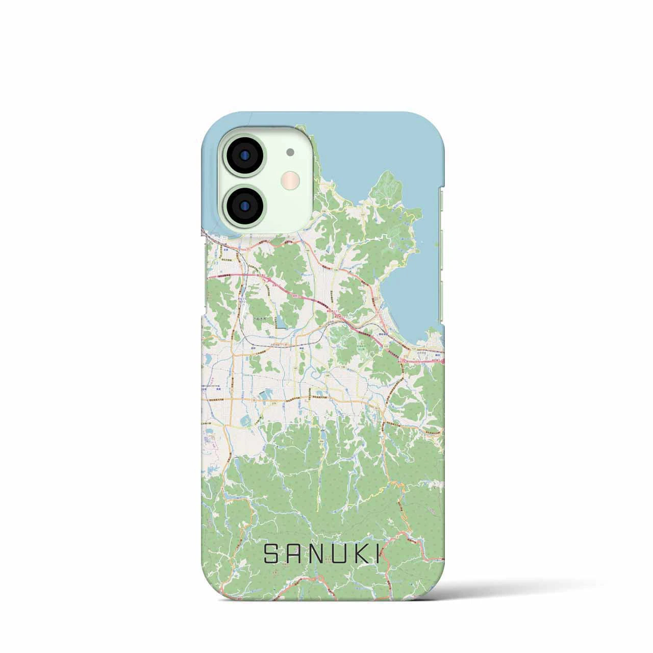 【さぬき】地図柄iPhoneケース（バックカバータイプ・ナチュラル）iPhone 12 mini 用