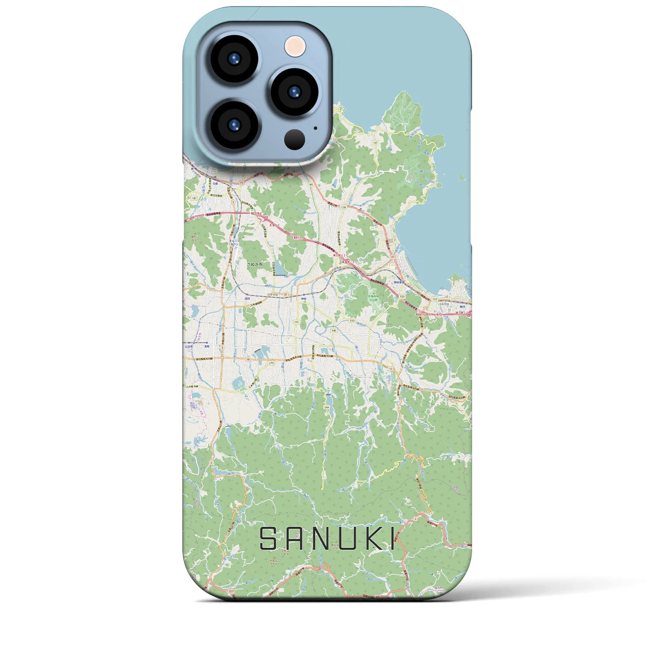 【さぬき】地図柄iPhoneケース（バックカバータイプ・ナチュラル）iPhone 13 Pro Max 用