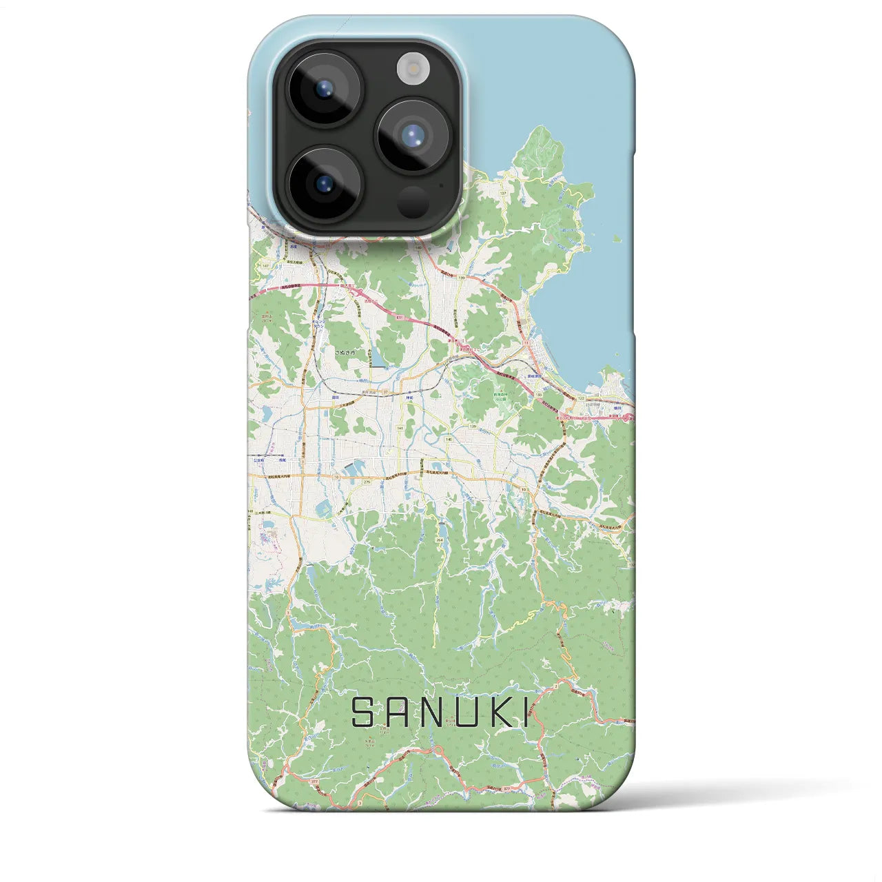 【さぬき】地図柄iPhoneケース（バックカバータイプ・ナチュラル）iPhone 15 Pro Max 用