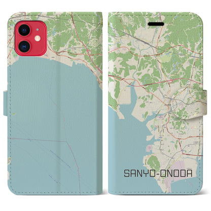 【山陽小野田（山口県）】地図柄iPhoneケース（手帳タイプ）ナチュラル・iPhone 11 用