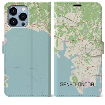 【山陽小野田（山口県）】地図柄iPhoneケース（手帳タイプ）ナチュラル・iPhone 13 Pro Max 用