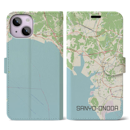 【山陽小野田（山口県）】地図柄iPhoneケース（手帳タイプ）ナチュラル・iPhone 14 用