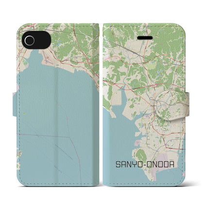 【山陽小野田（山口県）】地図柄iPhoneケース（手帳タイプ）ナチュラル・iPhone SE（第3 / 第2世代） / 8 / 7 / 6s / 6 用