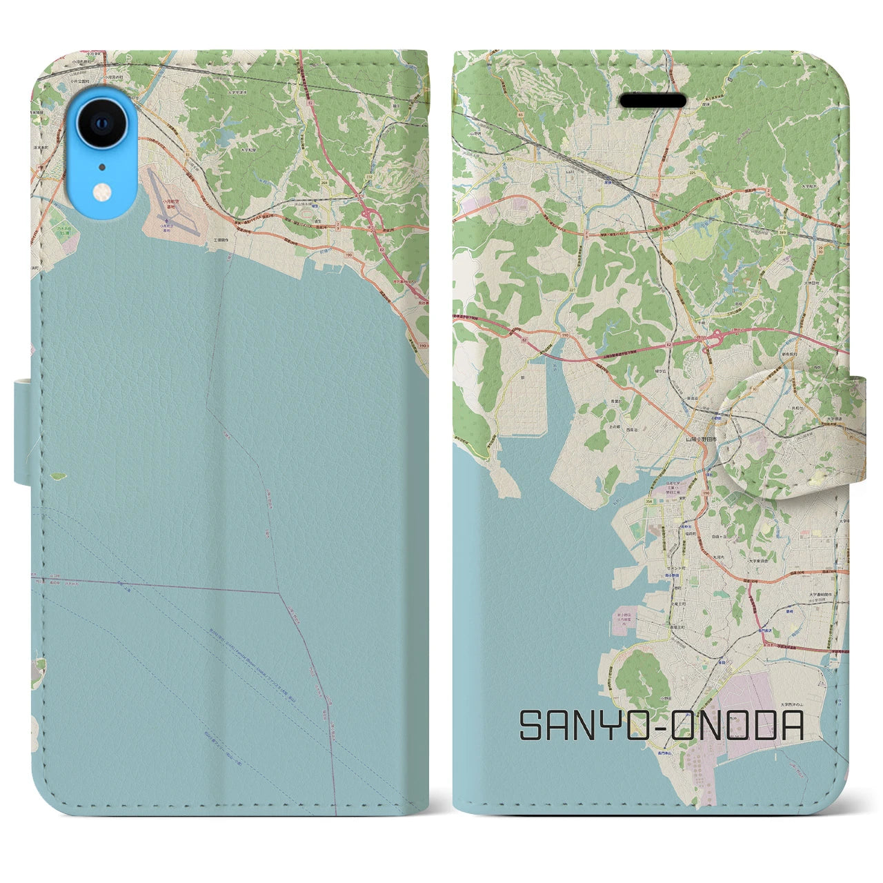 【山陽小野田】地図柄iPhoneケース（手帳両面タイプ・ナチュラル）iPhone XR 用