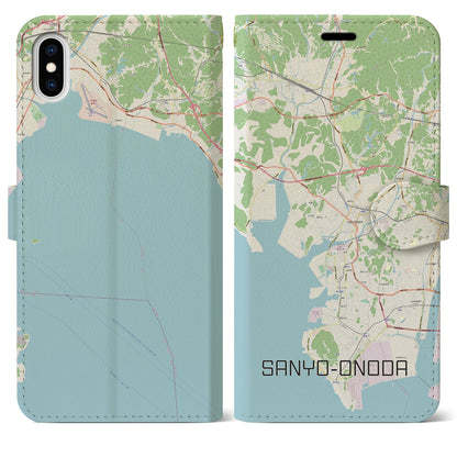 【山陽小野田（山口県）】地図柄iPhoneケース（手帳タイプ）ナチュラル・iPhone XS Max 用