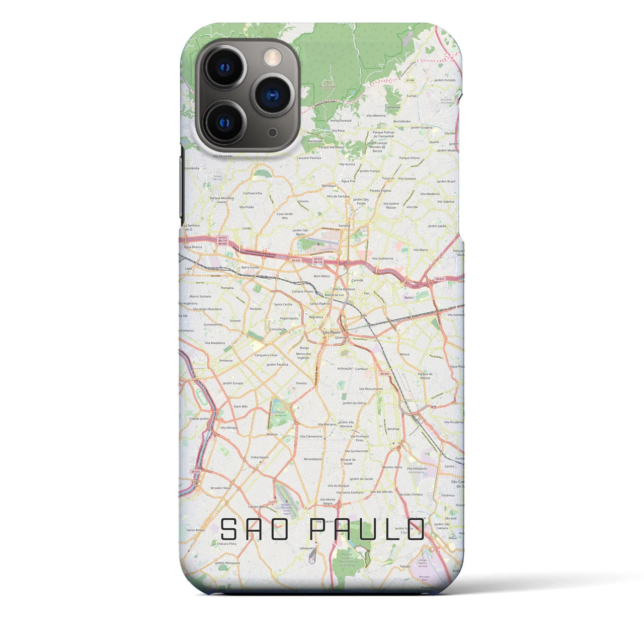 【サンパウロ】地図柄iPhoneケース（バックカバータイプ・ナチュラル）iPhone 11 Pro Max 用