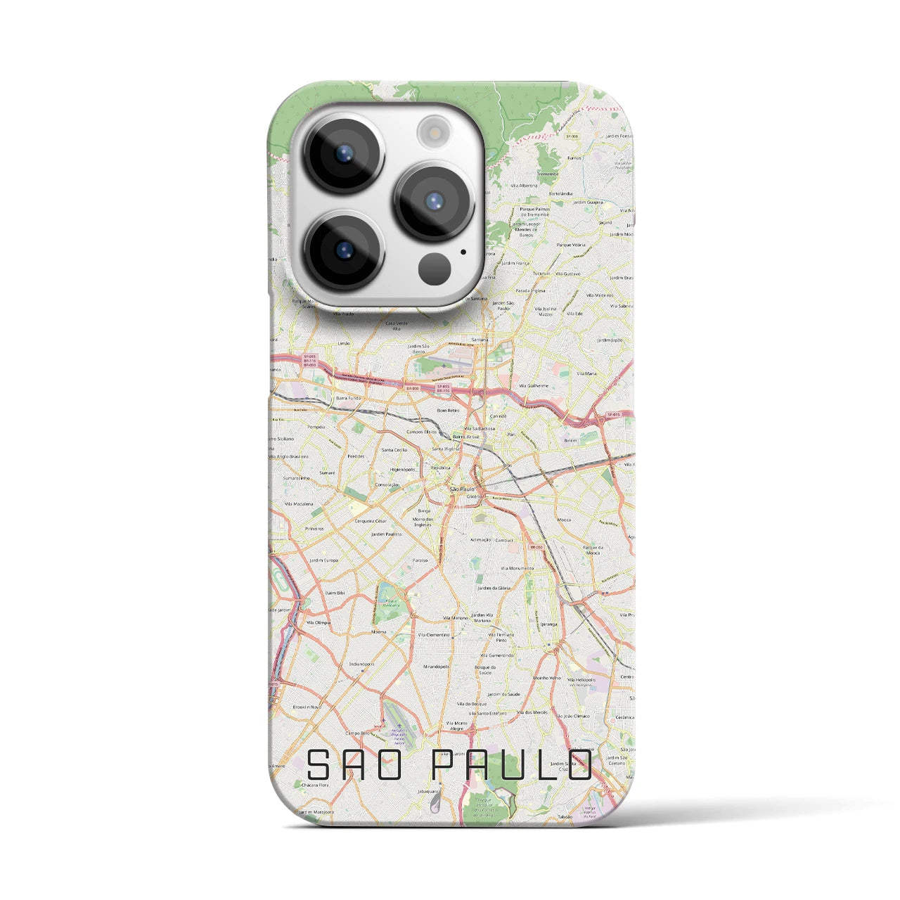 【サンパウロ】地図柄iPhoneケース（バックカバータイプ・ナチュラル）iPhone 14 Pro 用