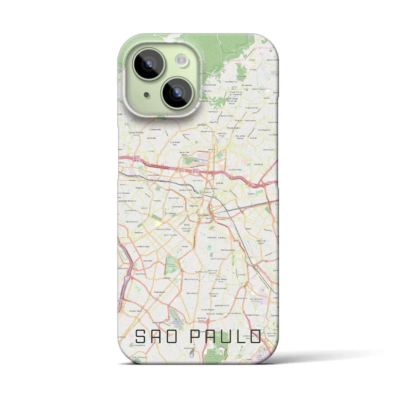 【サンパウロ】地図柄iPhoneケース（バックカバータイプ・ナチュラル）iPhone 15 用