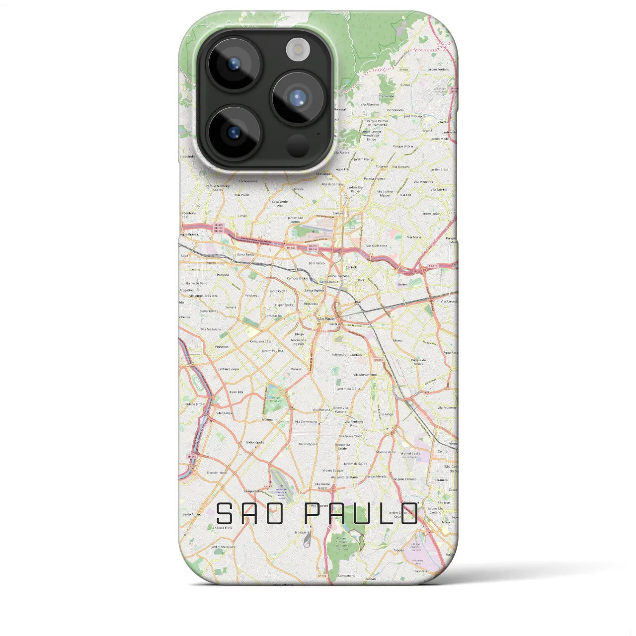 【サンパウロ】地図柄iPhoneケース（バックカバータイプ・ナチュラル）iPhone 15 Pro Max 用