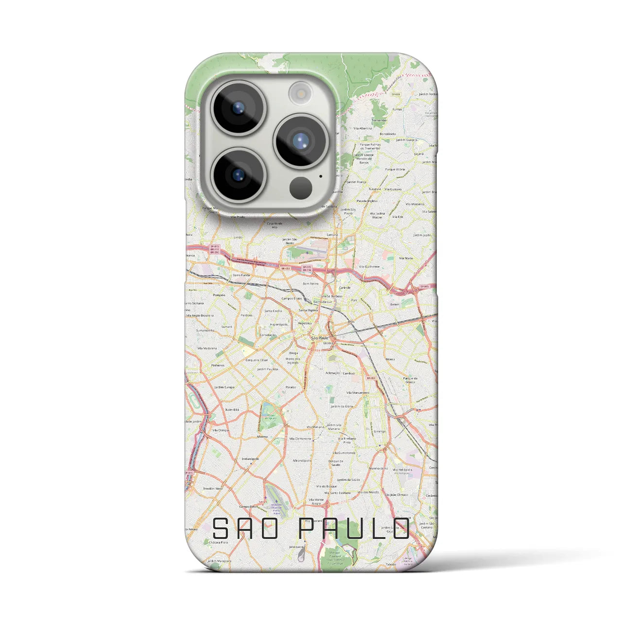 【サンパウロ】地図柄iPhoneケース（バックカバータイプ・ナチュラル）iPhone 15 Pro 用