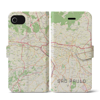 【サンパウロ（ブラジル）】地図柄iPhoneケース（手帳タイプ）ナチュラル・iPhone SE（第3 / 第2世代） / 8 / 7 / 6s / 6 用