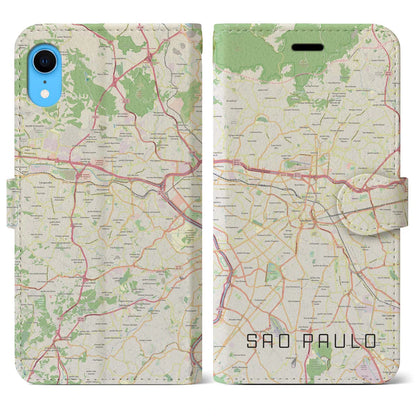 【サンパウロ（ブラジル）】地図柄iPhoneケース（手帳タイプ）ナチュラル・iPhone XR 用