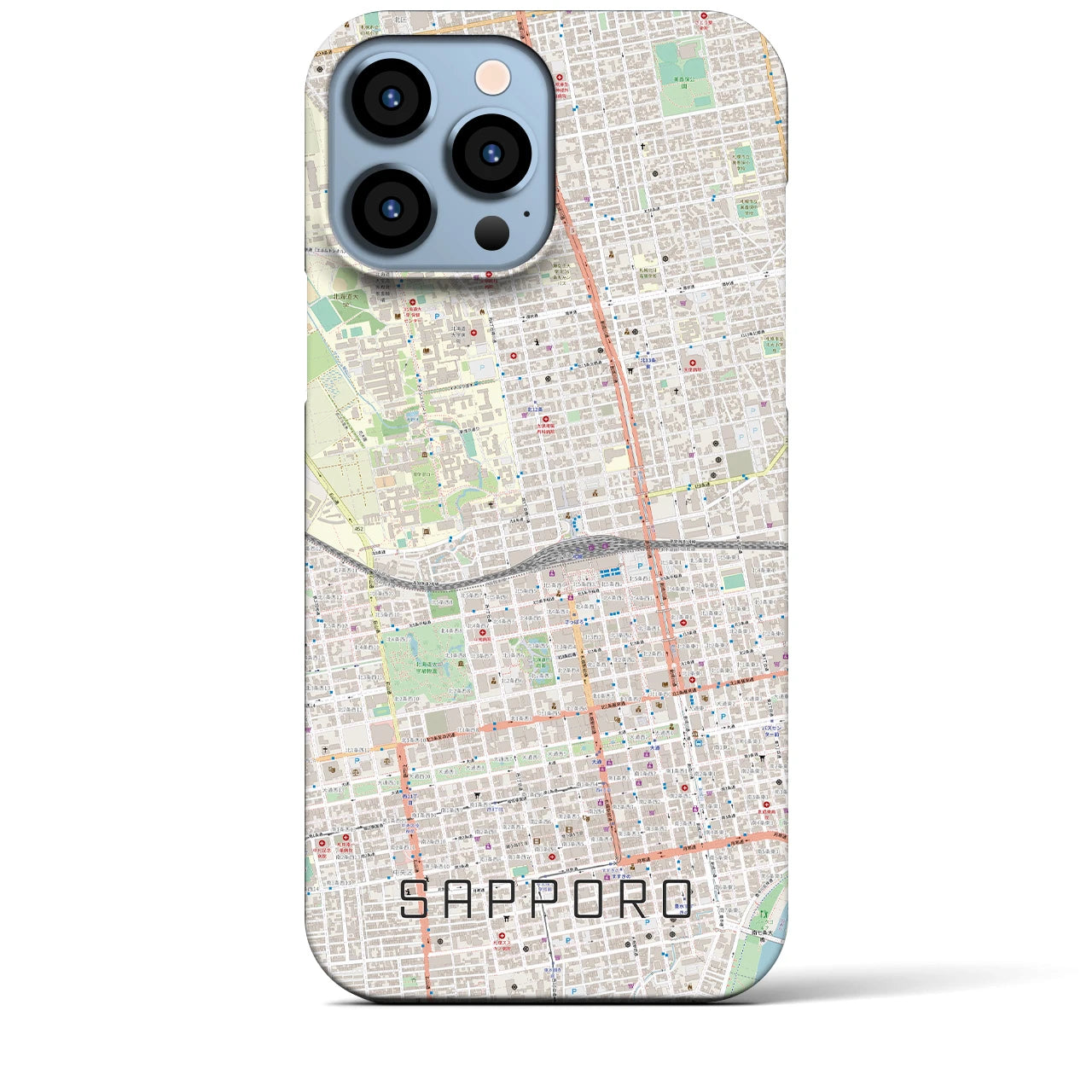 【札幌2】地図柄iPhoneケース（バックカバータイプ・ナチュラル）iPhone 13 Pro Max 用