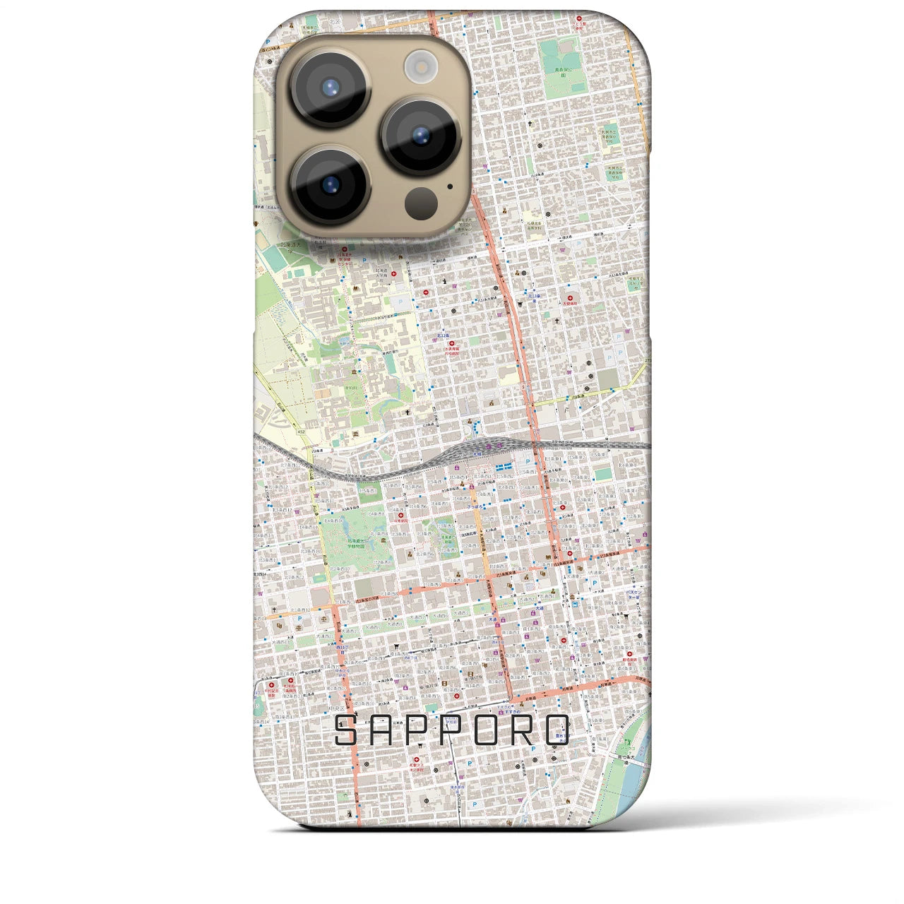 【札幌2】地図柄iPhoneケース（バックカバータイプ・ナチュラル）iPhone 14 Pro Max 用