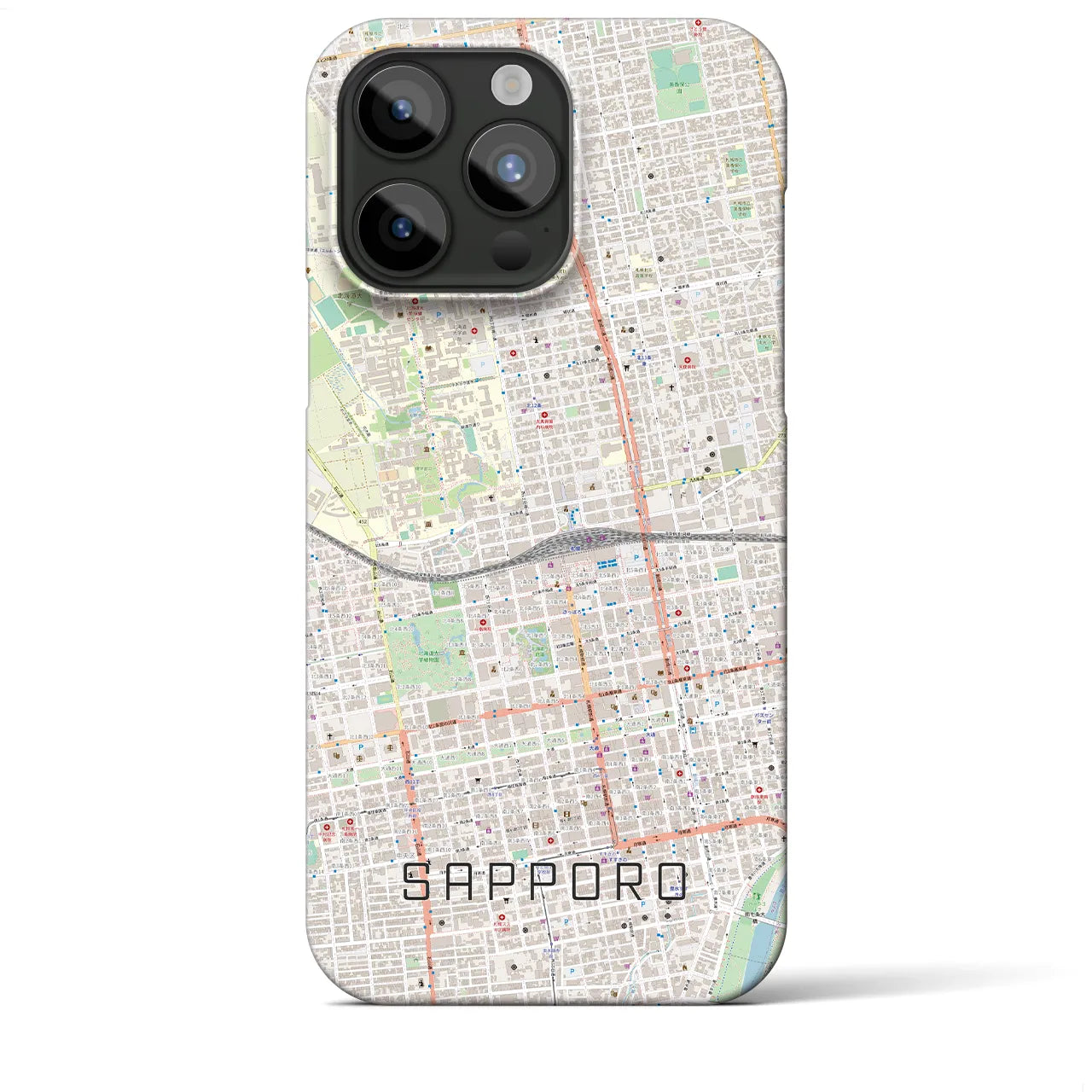 【札幌2】地図柄iPhoneケース（バックカバータイプ・ナチュラル）iPhone 15 Pro Max 用