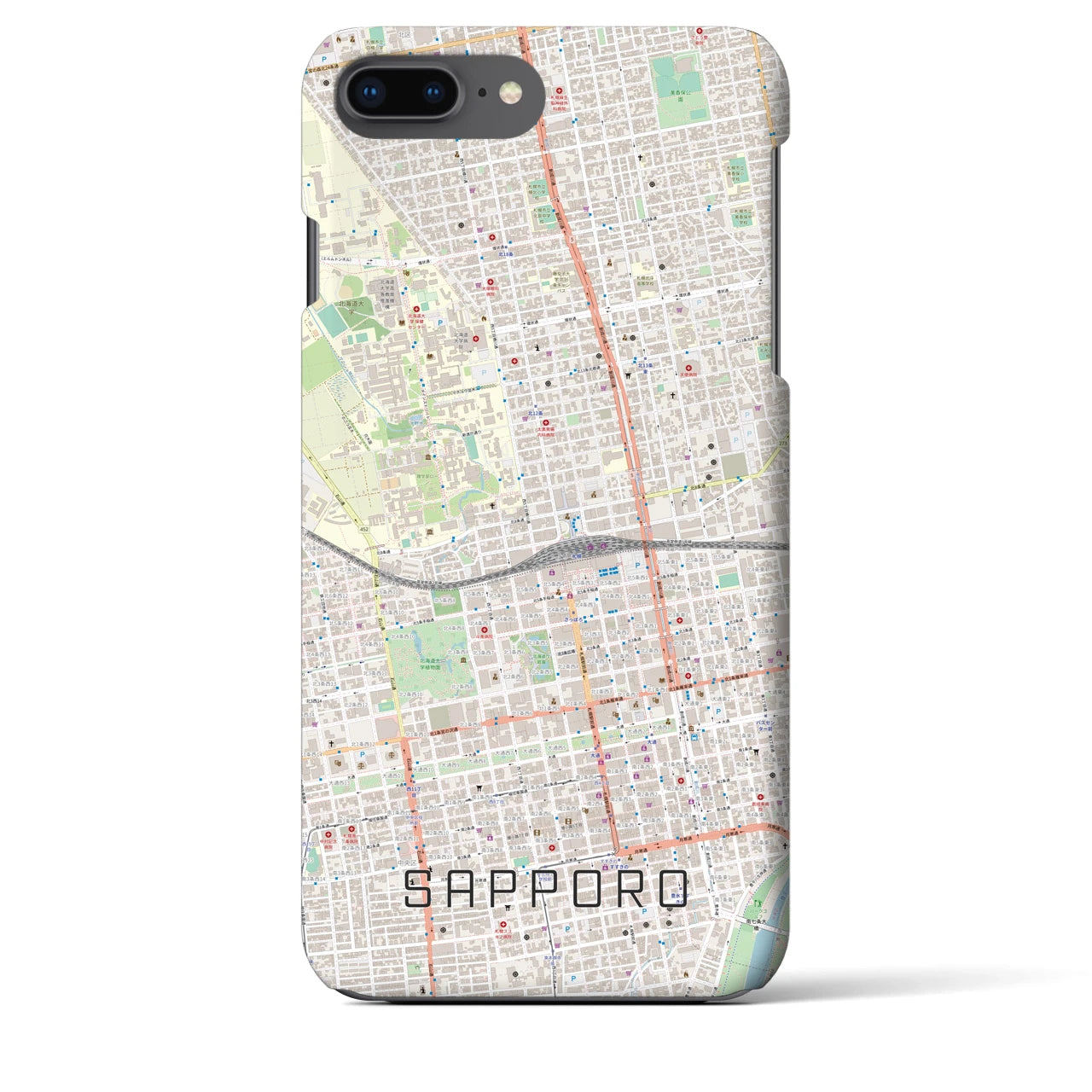 【札幌2】地図柄iPhoneケース（バックカバータイプ・ナチュラル）iPhone 8Plus /7Plus / 6sPlus / 6Plus 用