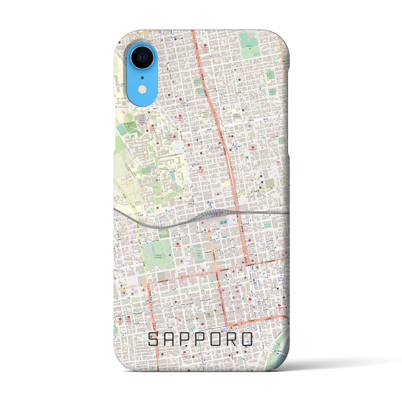 【札幌2】地図柄iPhoneケース（バックカバータイプ・ナチュラル）iPhone XR 用