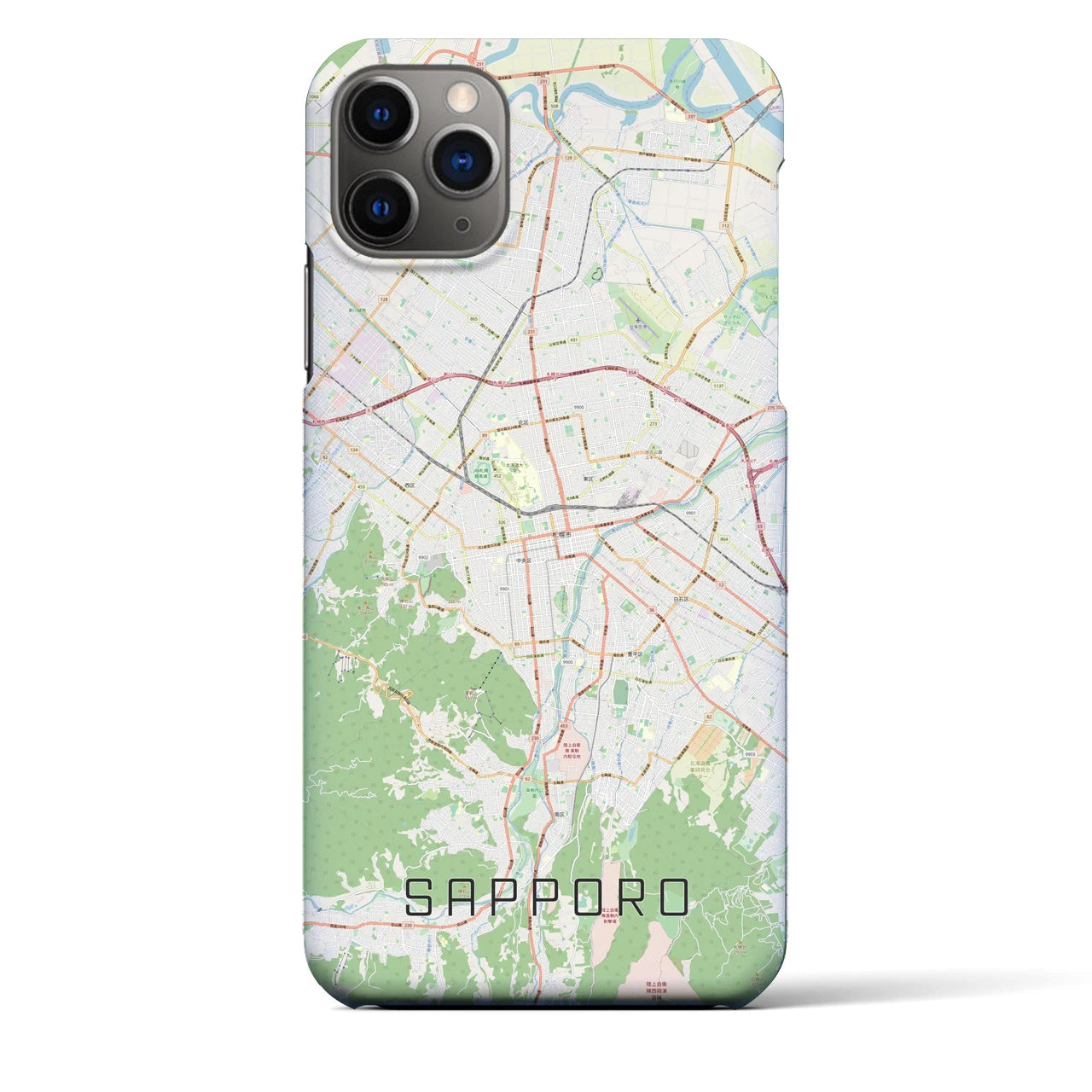 【札幌3】地図柄iPhoneケース（バックカバータイプ・ナチュラル）iPhone 11 Pro Max 用