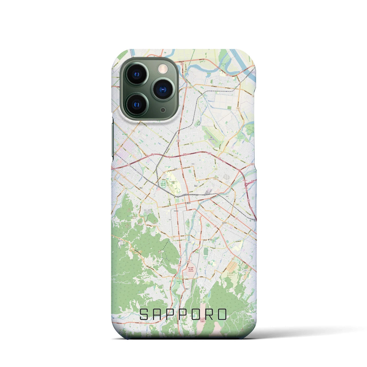 【札幌3】地図柄iPhoneケース（バックカバータイプ・ナチュラル）iPhone 11 Pro 用