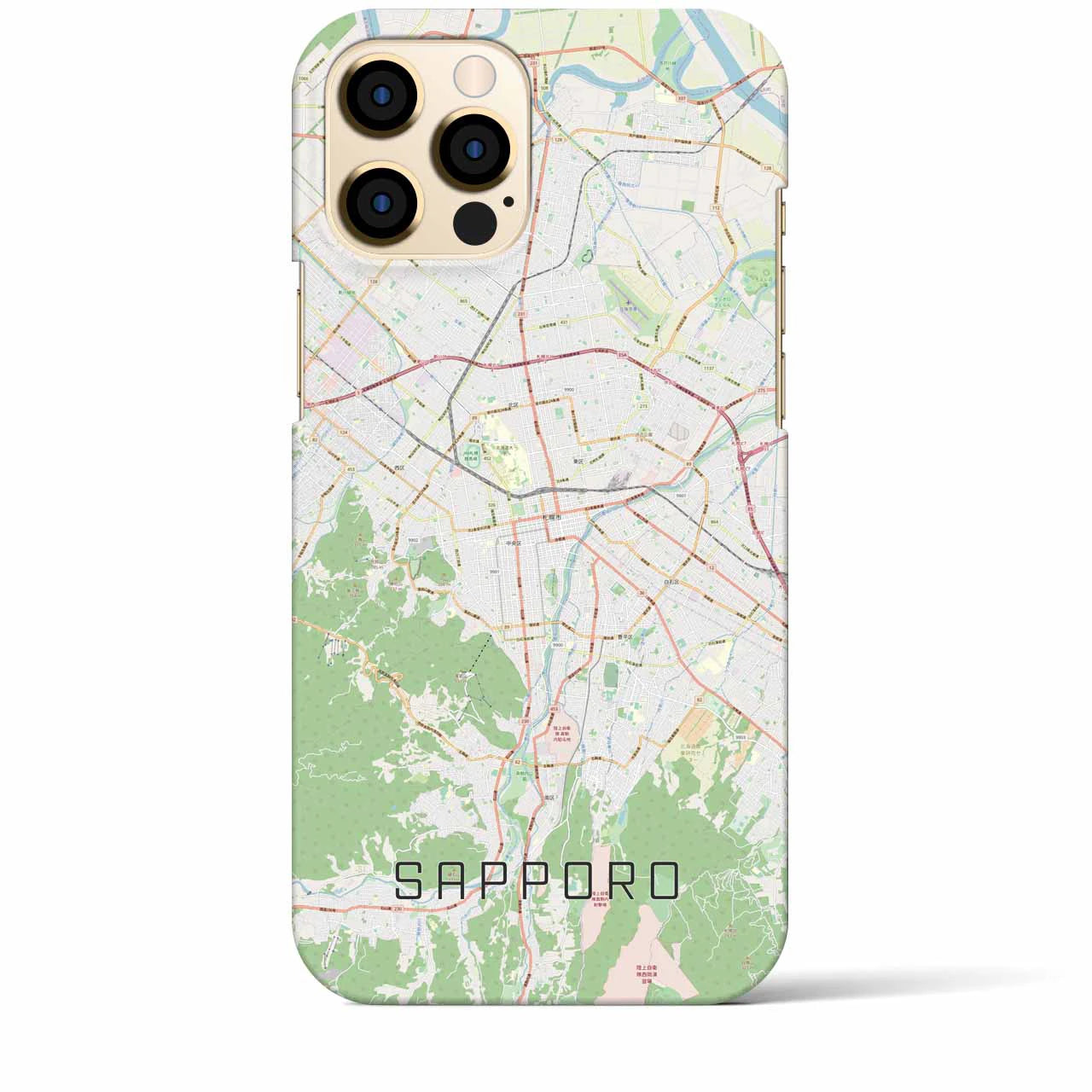 【札幌3】地図柄iPhoneケース（バックカバータイプ・ナチュラル）iPhone 12 Pro Max 用