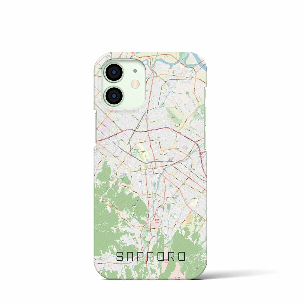 【札幌3】地図柄iPhoneケース（バックカバータイプ・ナチュラル）iPhone 12 mini 用