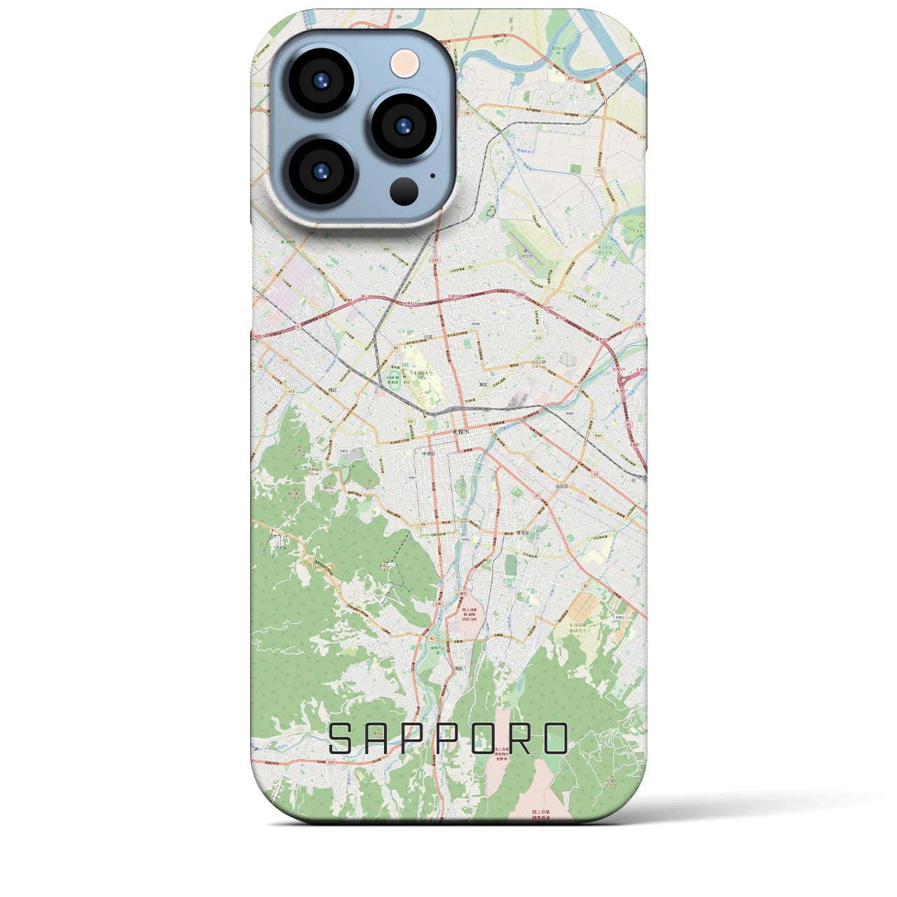 【札幌3】地図柄iPhoneケース（バックカバータイプ・ナチュラル）iPhone 13 Pro Max 用