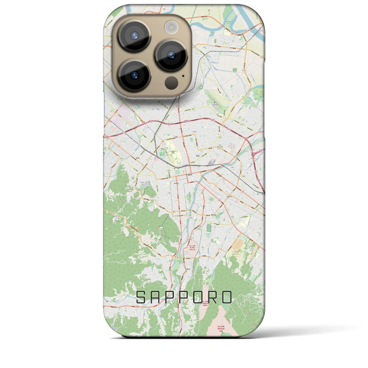 【札幌3】地図柄iPhoneケース（バックカバータイプ・ナチュラル）iPhone 14 Pro Max 用