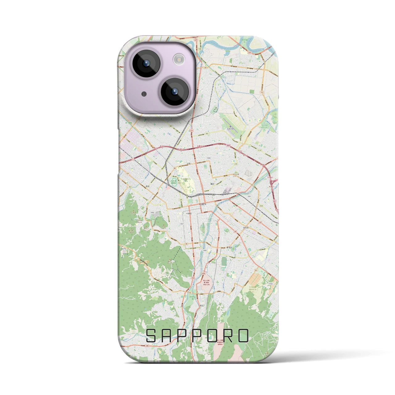 【札幌3】地図柄iPhoneケース（バックカバータイプ・ナチュラル）iPhone 14 用