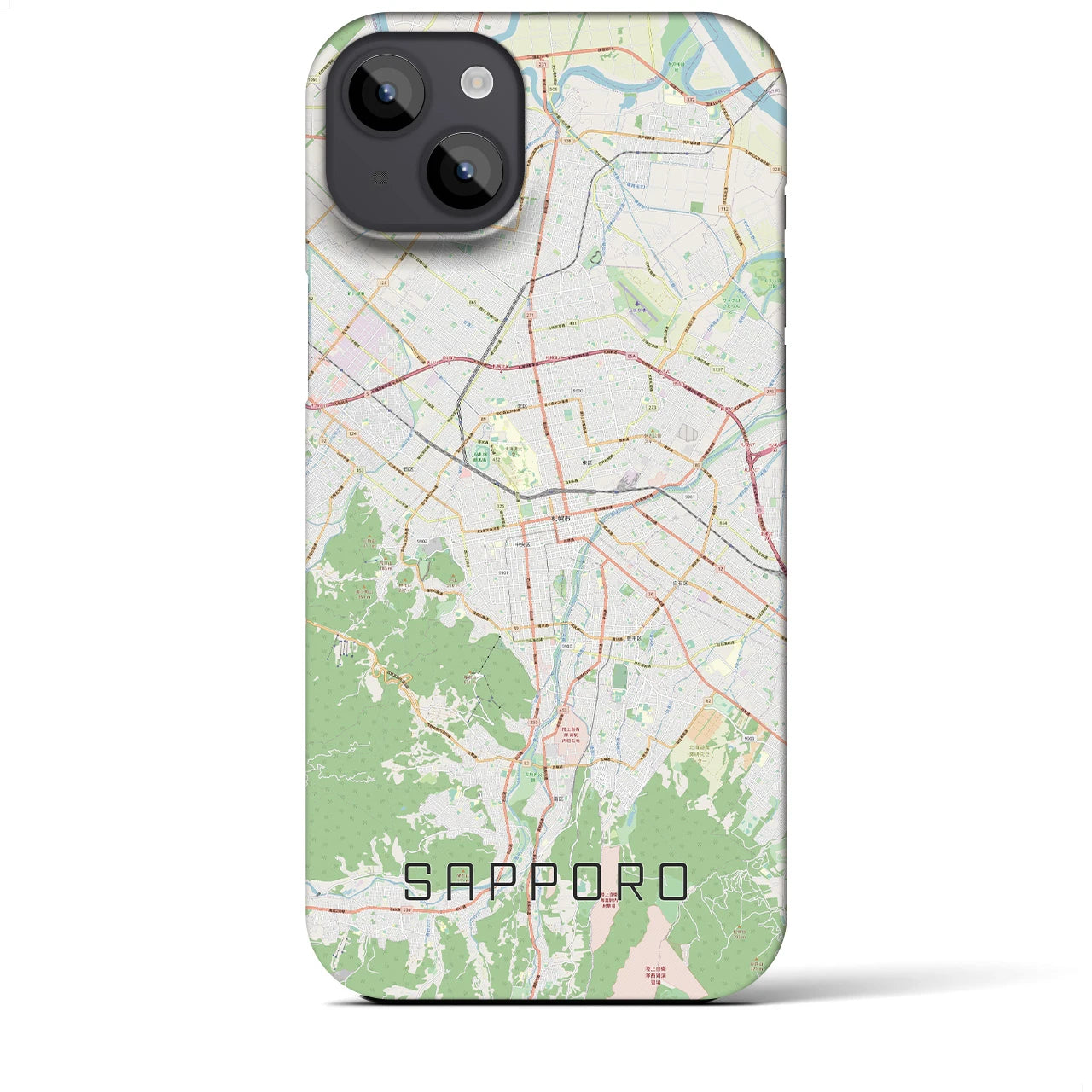 【札幌3】地図柄iPhoneケース（バックカバータイプ・ナチュラル）iPhone 14 Plus 用