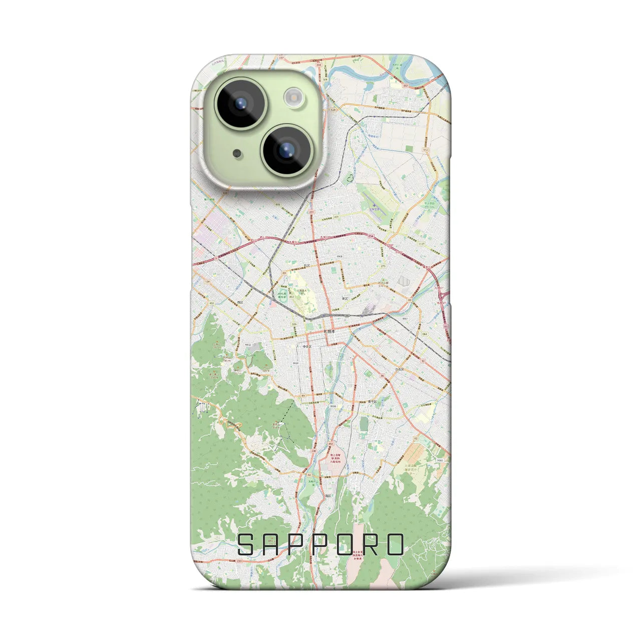 【札幌3】地図柄iPhoneケース（バックカバータイプ・ナチュラル）iPhone 15 用