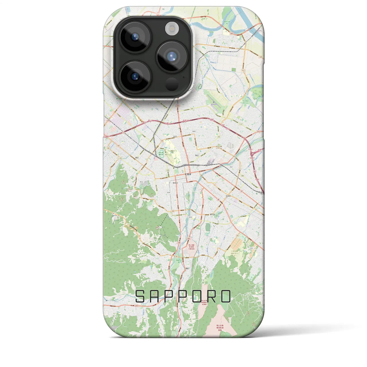 【札幌3】地図柄iPhoneケース（バックカバータイプ・ナチュラル）iPhone 15 Pro Max 用