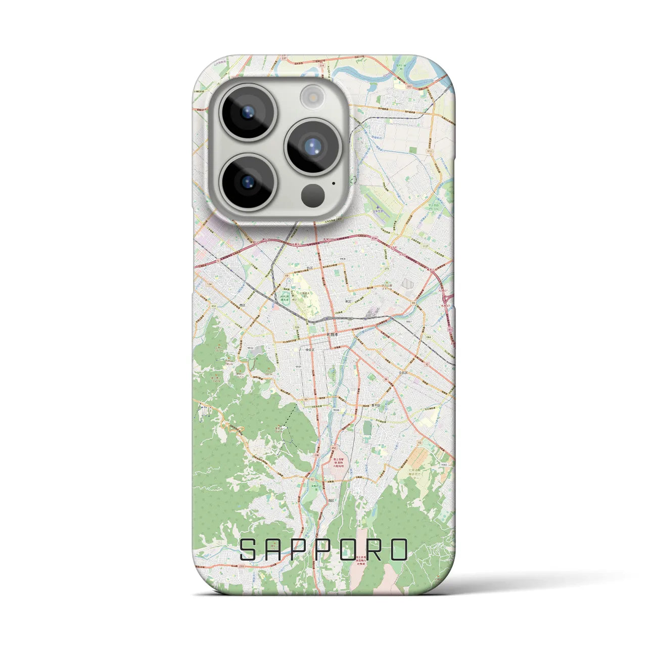 【札幌3】地図柄iPhoneケース（バックカバータイプ・ナチュラル）iPhone 15 Pro 用