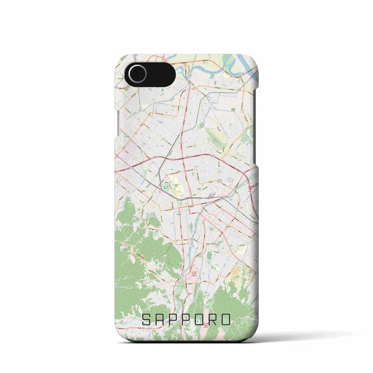 【札幌3】地図柄iPhoneケース（バックカバータイプ・ナチュラル）iPhone SE（第3 / 第2世代） / 8 / 7 / 6s / 6 用
