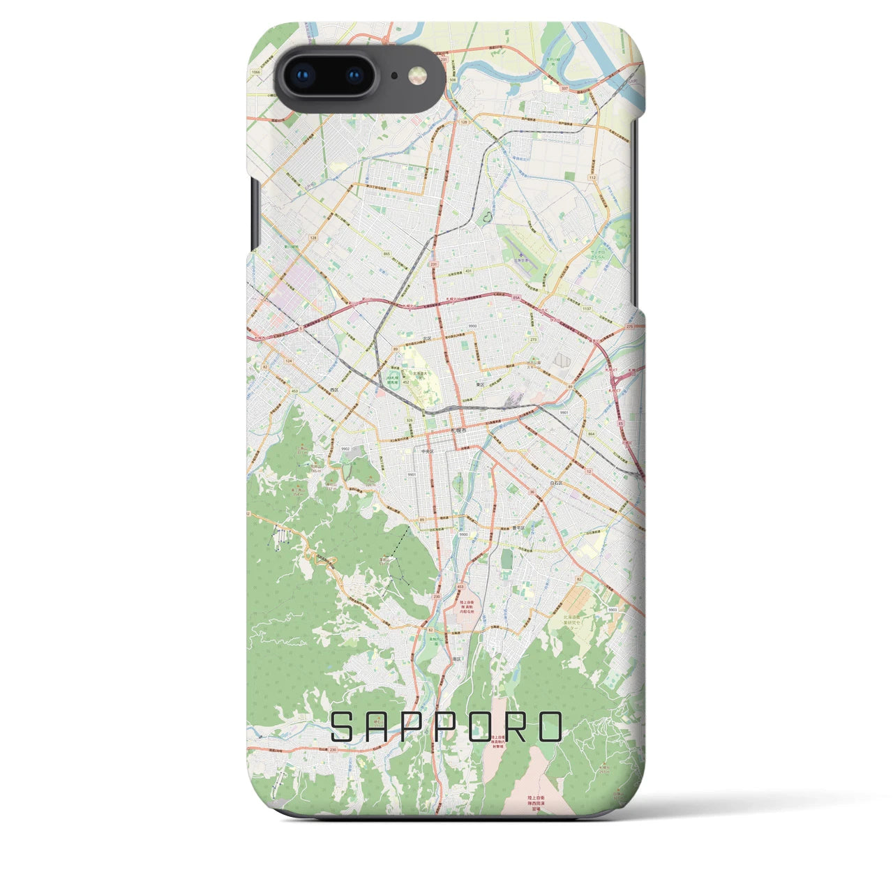【札幌3】地図柄iPhoneケース（バックカバータイプ・ナチュラル）iPhone 8Plus /7Plus / 6sPlus / 6Plus 用