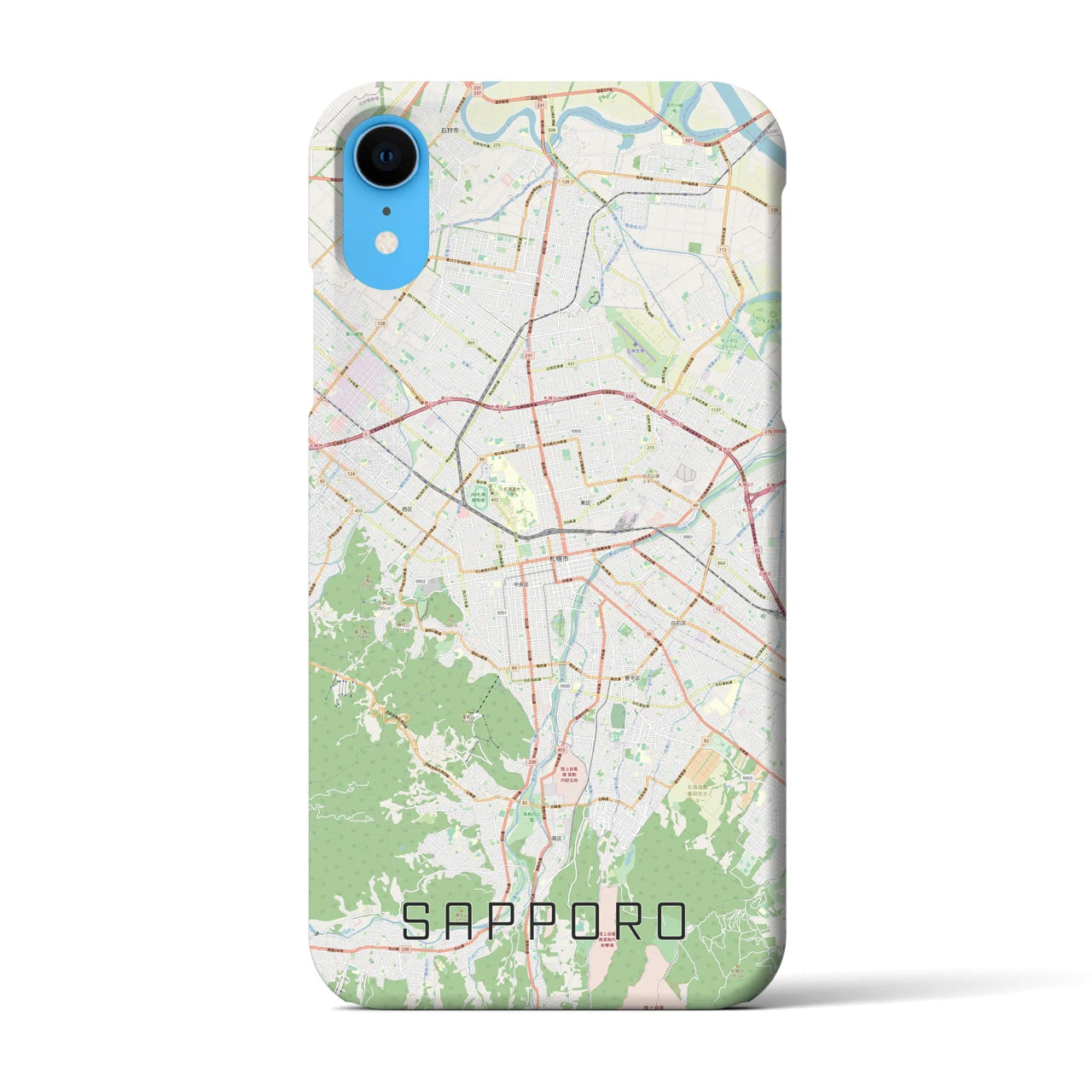 【札幌3】地図柄iPhoneケース（バックカバータイプ・ナチュラル）iPhone XR 用