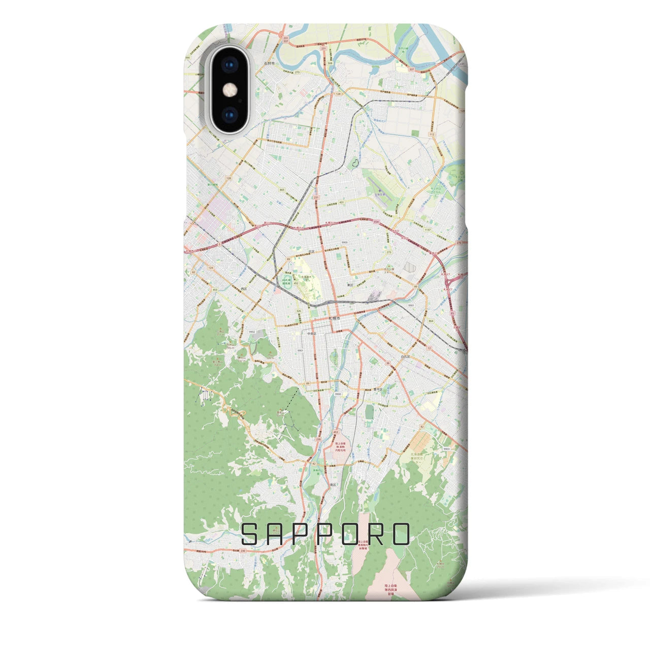 【札幌3】地図柄iPhoneケース（バックカバータイプ・ナチュラル）iPhone XS Max 用
