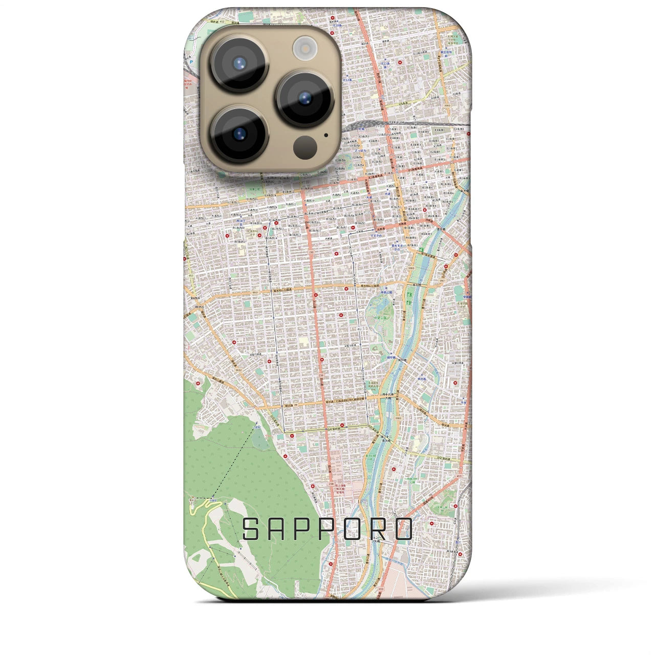 【札幌】地図柄iPhoneケース（バックカバータイプ・ナチュラル）iPhone 14 Pro Max 用