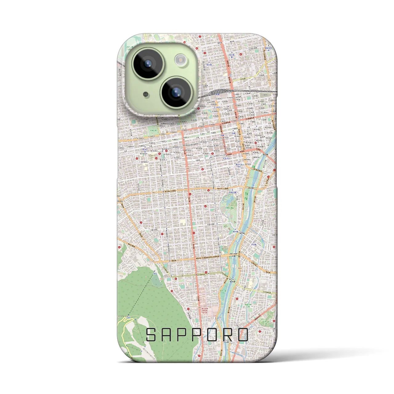 【札幌】地図柄iPhoneケース（バックカバータイプ・ナチュラル）iPhone 15 用