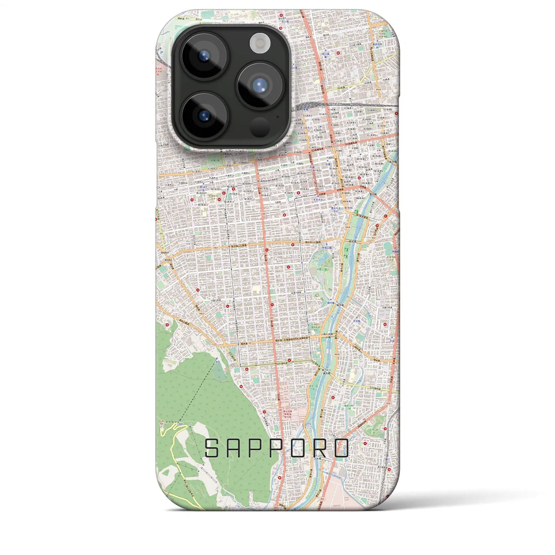 【札幌】地図柄iPhoneケース（バックカバータイプ・ナチュラル）iPhone 15 Pro Max 用