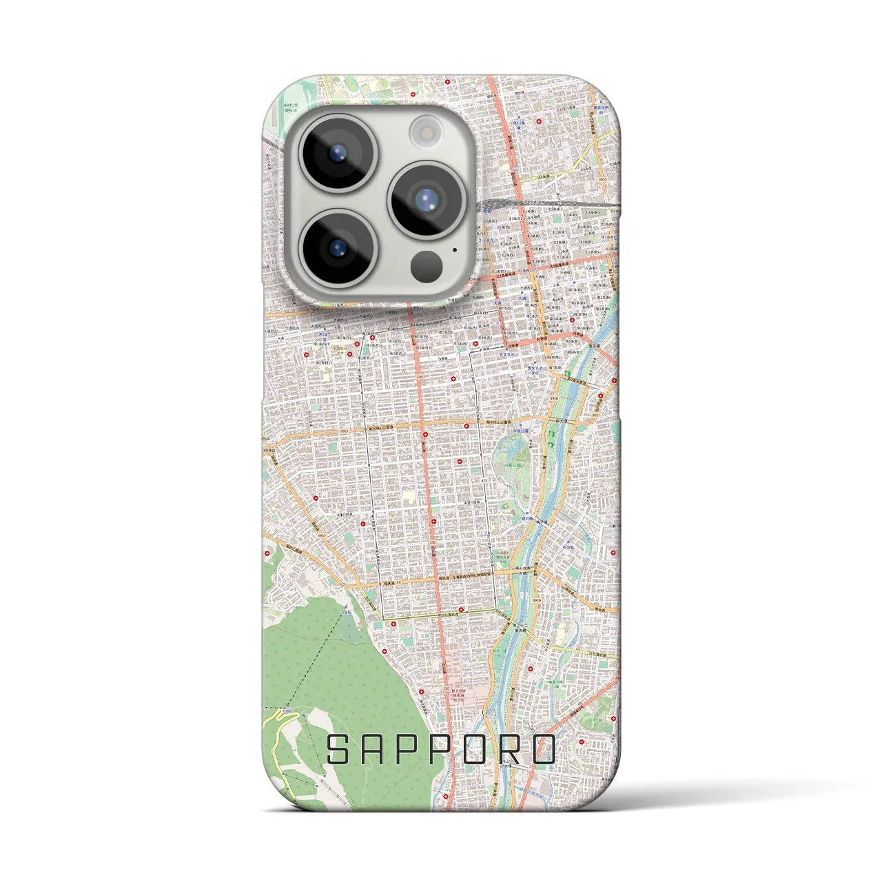 【札幌】地図柄iPhoneケース（バックカバータイプ・ナチュラル）iPhone 15 Pro 用