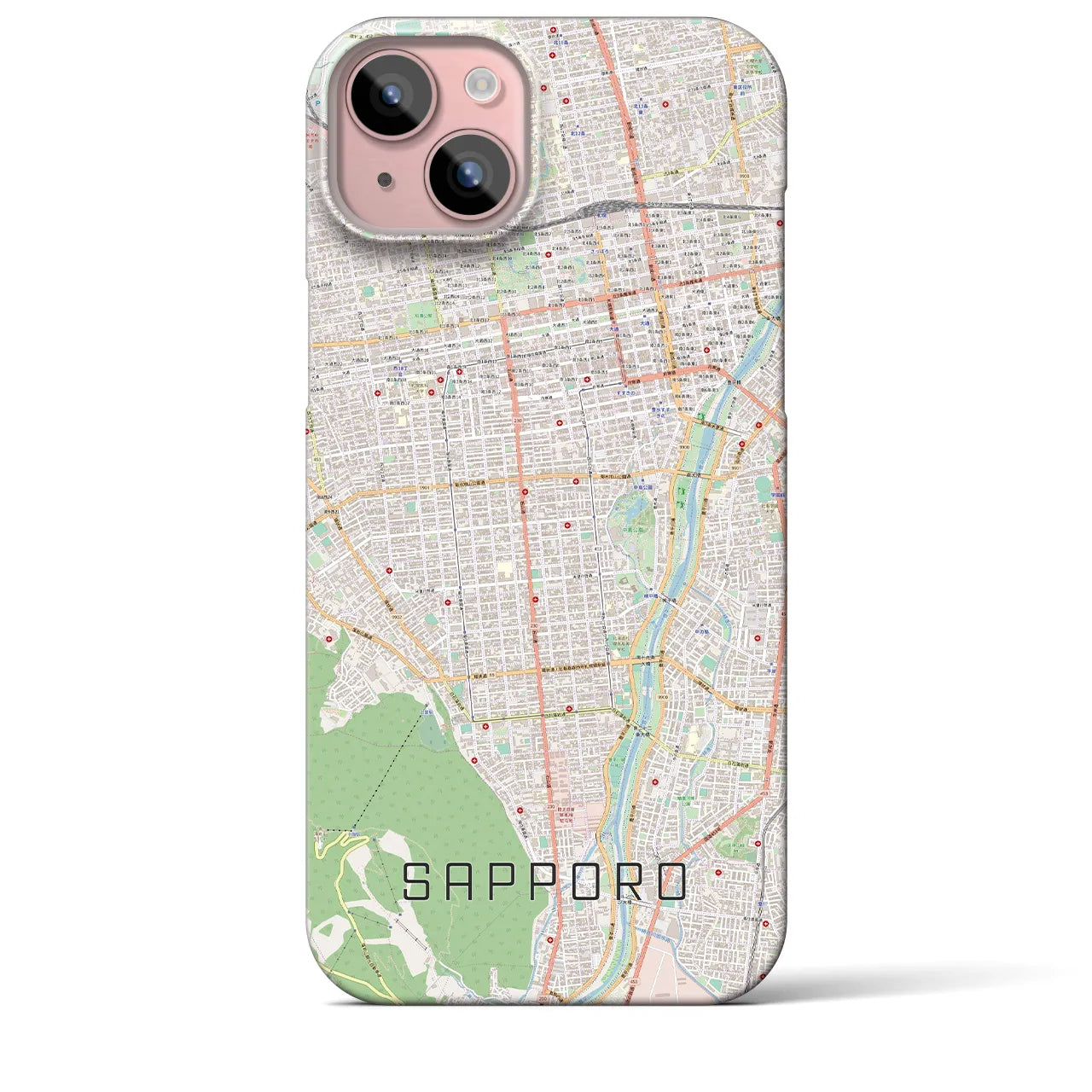 【札幌】地図柄iPhoneケース（バックカバータイプ・ナチュラル）iPhone 15 Plus 用
