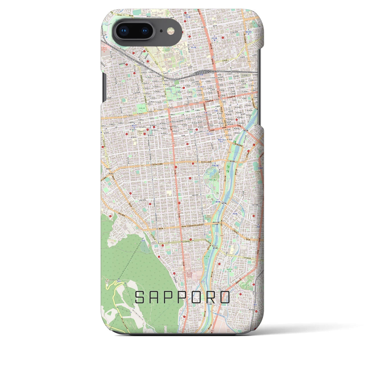 【札幌】地図柄iPhoneケース（バックカバータイプ・ナチュラル）iPhone 8Plus /7Plus / 6sPlus / 6Plus 用